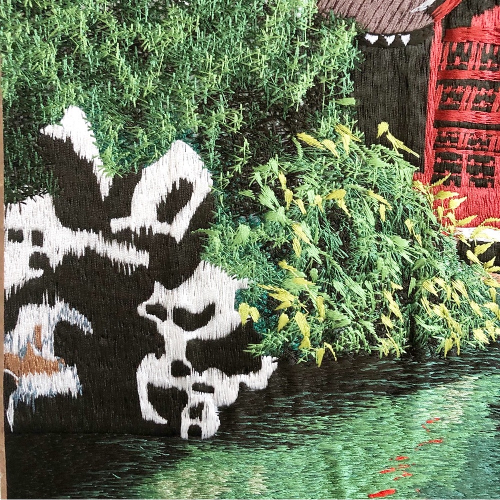 Vintage Asian Silk Embroidery Landscape Painting - Picture 11 of 16